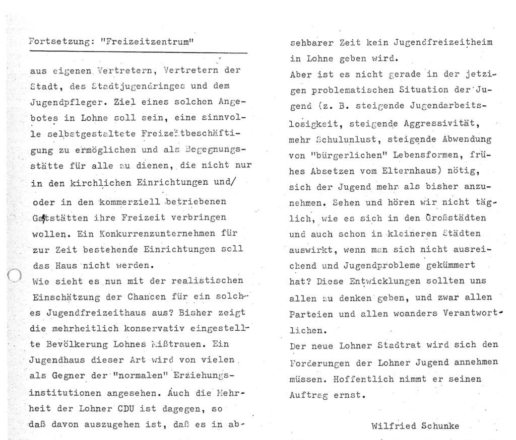 Zeitungsausschnitt Nummer zwei von August 1981